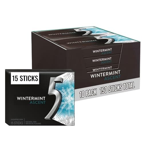 5 GUM Wintermint Ascent Sugar Free Chewing Gum Refreshing Chilling Minty Flavor Five Gum, 15 Stick (10 Pack)