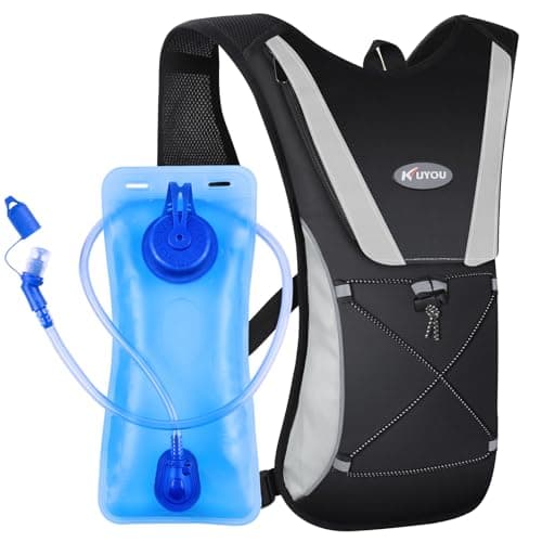 KUYOU Hydration Water Backpack, Insulated Running Vest Hydration Backpack with 2L Water Bladder, Adjustable Chest Straps and Reflective Water Bladder Backpack for Hiking Marathon Race Cycling