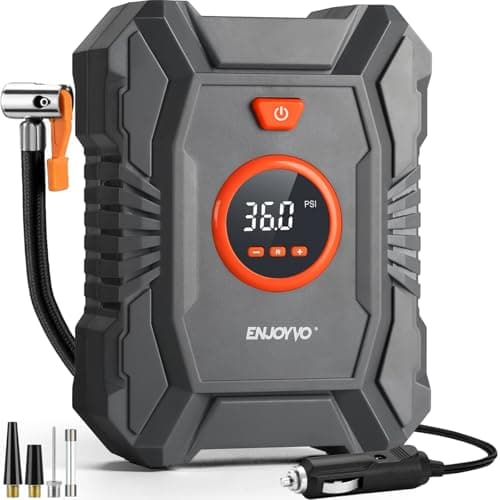 Tire Inflator Portable Air Compressor 100PSI with Auto Shut-Off, Built-In Cord & Hose Storage, 3-Meter Copper Power Cord, LED Light for Car Motorcycle Bike Ball