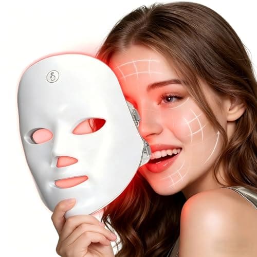 XANBYYE Red Light Therapy for Face,Red Light Mask for Anti-Aging, LED Face Mask Light Therapy Adjustable Brightness with 7-Color LED Facial Mask, Rechargeable Light Care Beauty Device for Home Use