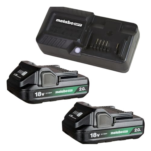 Metabo HPT 18V Lithium Ion Battery & Charger Kit, 2.0Ah Batteries with Charge Indicators, Lightweight Design, Long Lasting Power with 30% Longer Runtime, Multiplex Protection Circuit, UC18YKSLS