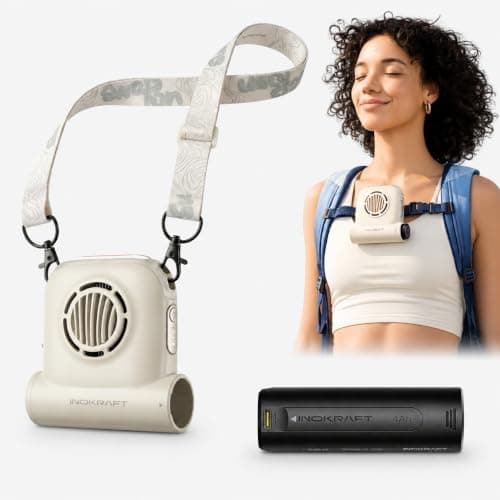 InoKraft Portable Fan Rechargeable for Hiking & Camping, Clip-On Waist Fan with Swappable 4Ah Rechargeable Battery, 49 ft/s Turbo Airflow, Up to 13H+ Runtime