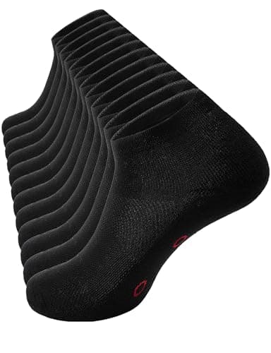 Kinsew Ankle Socks Light Cushioned 6 Pack Foor Massage for Dad Acupressure Pointer Low Cut Gym Running US 9-11 Black