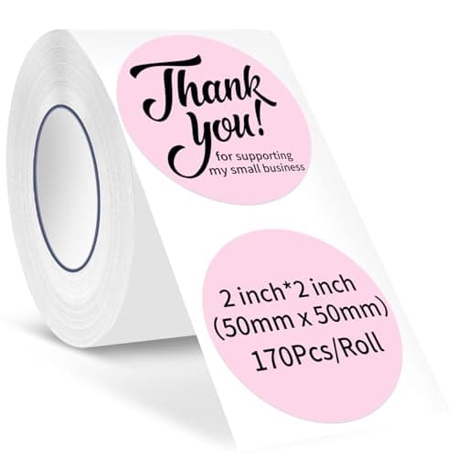 Rongta Label Tape for R22, Standard Laminated Thermal Label Tape Replacement, Waterproof, Oil-Proof Sticker for Home Office Small Business Labeling (Pink, Round Φ 2'' (170 Labels/Roll))