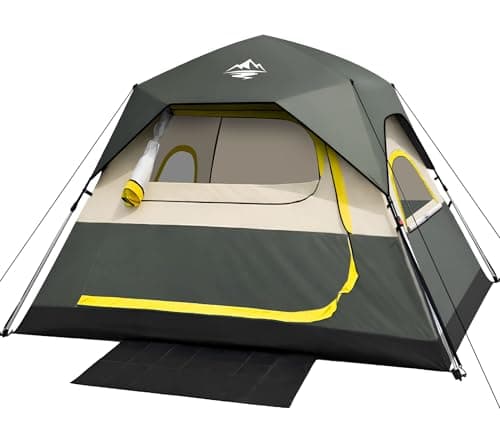 Tent 4 Person Tents for Camping - Instant Cabin Tent Setup in 50 Seconds with Rainfly & Windproof, Portable Pop Up Tents with Carry Bag for Family Outdoor Camping & Hiking