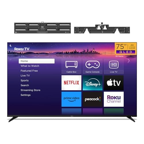 Roku Smart TV - 75-Inch Pro Series QLED RokuTV & TV Wall Mount Bundle