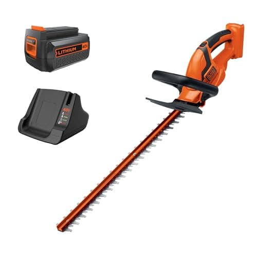 BLACK+DECKER 40V MAX Hedge Trimmer, Cordless, 24-Inch Blade, Battery and Charger Included (LHT2436)