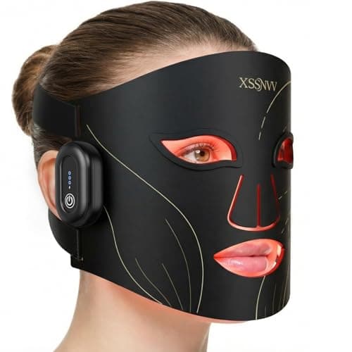 Red Light Therapy Mask for Face – 4 Mode Cordless LED Face Mask with 850NM Infrared, Red, Blue & Amber Light, 10-Min Timing Function, 272 LED Beads, Eyes Protection, Rechargeable for At-Home & Travel