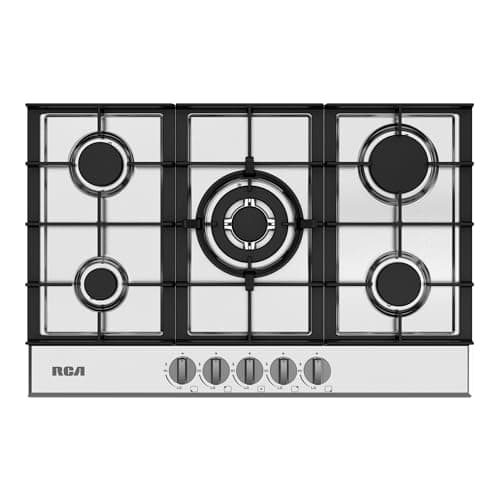 RCA R-CTGC305SS 30 in. Century Collection Drop-In Gas Cooktop, 5 Burners, Cast Iron Grates, Metal Knobs in Stainless Steel