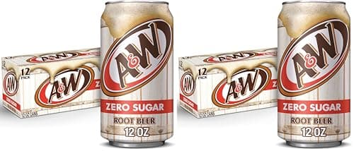 A&W Zero Sugar Root Beer Soda, 12 fl. oz. Cans, 12 Pack (Pack of 2)
