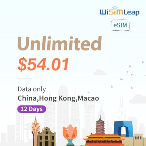 eSIM for China HK Macao Travel 5G 4G LTE Prepaid International Travel Sim Card Data EU US Data Only Global Travel eSIM Card Apple e-Cards Daliy Package High Speed Unlimited per Day 12Days