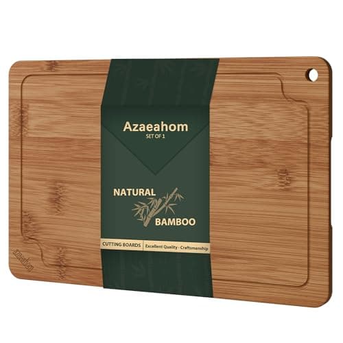 Bamboo Cutting Boards for Kitchen, 17" Large Wood Cutting Board with Juice Grooves & Built-in Handles, Easy Storage & Clean Chopping Board for Meat, Vegetables, Fruit