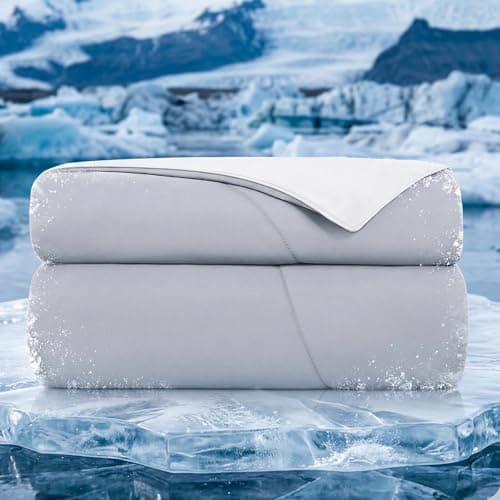 Topcee Cooling Comforter 90"x90"-Cooling Blanket Everlasting Cold Touch for Hot Sleepers-Q-max 0.35 Double-Sided Lightweight Design Summer Ice Blanket for Night Sweats-Grey Queen