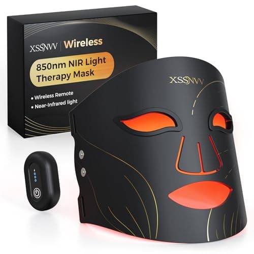 Red Light Therapy for Face, Cordless LED Face Mask with 4 Light Modes (NIR 850nm, Red 620nm, Blue, Amber), 272 LEDs, 10-Min Timer, Rechargeable for Glowing Skin at Home