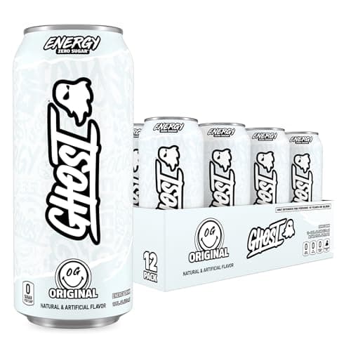 GHOST Energy Drink - 12-Pack, Original, 16oz - Energy & Focus & No Artificial Colors - 200mg of Natural Caffeine, L-Carnitine & Taurine - Gluten-Free & Vegan