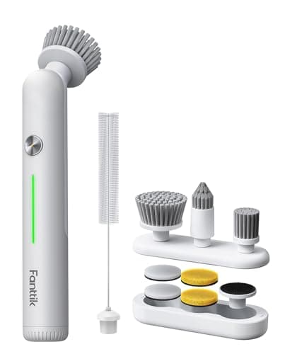 Fanttik G9 Nano Cordless Spin Scrubber with NeoPulse Motor, IPX7 Waterproof Grout Brush, 8 Replaceable Heads & LED Display for Cleaning Bathroom, Tile, Corners - White
