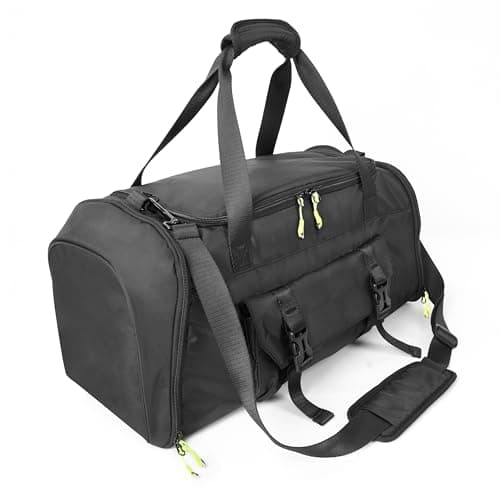 MOYSOON Small Gym Bag for Men & Women - Duffle Bag with Shoe Compartment, Multiple Pockets, Wet/Dry Compartment | Perfect for Travel, Fitness, Workout, Sports (Black)