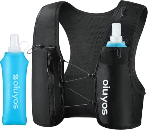 Running Vest for Women Men - USA Design - Adjustable Chest Straps Running Hydration Vest with 500ml Soft Flask - Lightweight Reflective Hydration Backpack (Medium-Large)