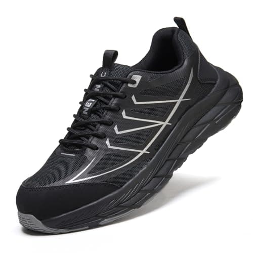 Netanac Men's Lightweight Steel Toe Shoes, Industrial Safety Work Sneaker