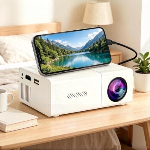 Mini Portable Projector with Type‑C Power Supply, Compact Video Projector with Manual Focus, Multiple Ports HDMI USB AV Audio Micro SD, Home Theater Projector for Indoor Use