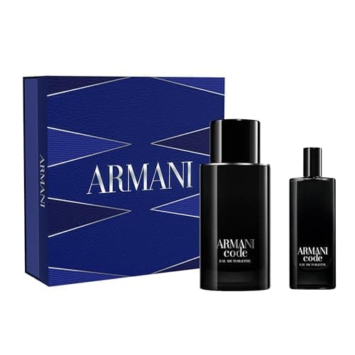 Armani Beauty- Code Eau de Toilette - 2-Piece Cologne Travel Set - Ambery Woody Fragrance - Citrus, Lavandin, Tonka Bean Notes - Full Size (2.5 Fl Oz) & Travel Size (0.5 Fl Oz)