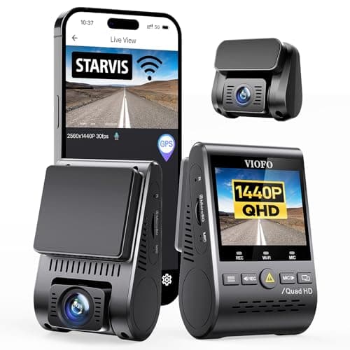 VIOFO Dual Dash Cam, 2K 1440P 60fps+1080P 30fps Front and Rear Dash Camera with Wi-Fi GPS, Parking Mode, Emergency Recording, Super Capacitor, Motion Detection (A129 Plus Duo)