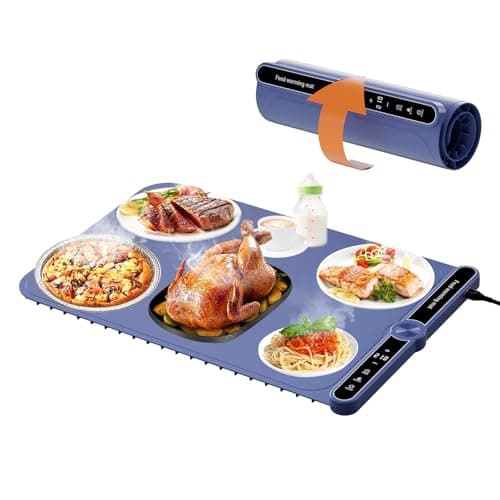 PAWCUB Warming Mat For Food Electric Warming Tray 6 Gear Timed 9 Gear Temperature Controlled 18H Auto Power Off Full Surface Rapid Heating Ideal for Buffets Party Gatherings (Blue)