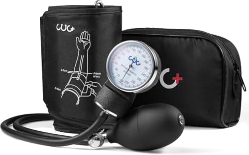 CUG Manual Blood Pressure Cuff – Professional Aneroid Sphygmomanometer Without Stethoscope, Accurate Arm BP Monitor for Medical Professionals and Home Use, Large Dial, Carrying Case Included