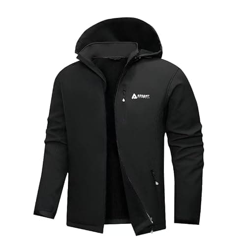 A ASHANT OUTDOOR Men's Softshell Jacket,Fleece Hooded Waterproof Jacket Windbreaker for Hiking Travel(M)
