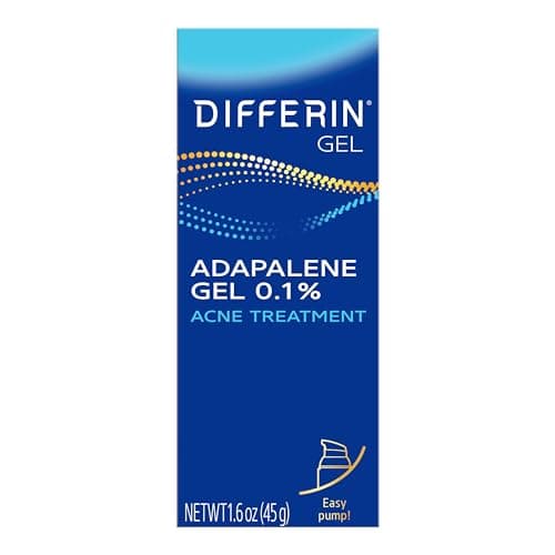 Differin Acne Treatment Gel, 90 Day Supply, Retinoid Treatment for Face with 0.1% Adapalene, Gentle Skin Care for Acne Prone Sensitive Skin, 45g Pump (Packaging May Vary)