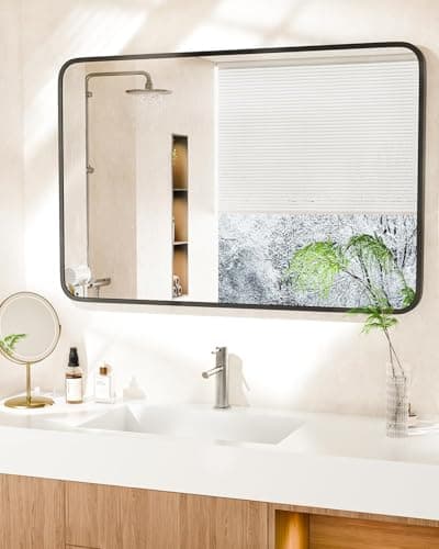 NBGV 24" x 36" Bathroom Mirror Black Bathroom Mirrors for Over Sink Modern Bathroom Vanity Mirror for Bedroom Entryway or Living, Metal Framed HD Tempered Glass Room Horizontal or Vertical