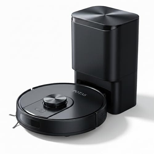 POTAS Automatic Robot Vacuum and Mop with Self-Emptying Station 90 Days Hands Free,Ultra Powerful 4000Pa Suction, LiDAR Navigation, App Control, Black for Carpet and Hard Floors