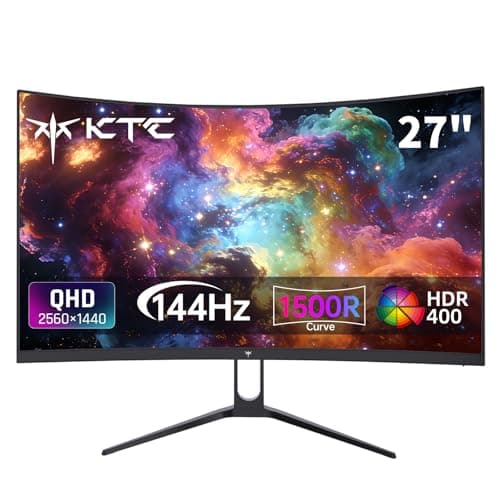KTC H27S5C 27" Curved Gaming Monitor, 1440P QHD 144Hz 120Hz Monitor, 1500R HVA Panel, HDR400, Adaptive Sync, 400nits, HDMI 2.0 x2, DP 1.4, VESA 100x100 PC Monitor