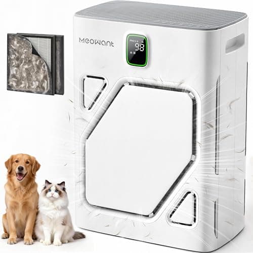 Meowant Air Purifier for Home Large Room 2600ft², H13 HEPA Filter, Double Air Intake, PM2.5 Air Quality Display, Auto Mode, Washable Pre-Filter, 2X-Purification For Pet Hair Dander Odor Dust, White