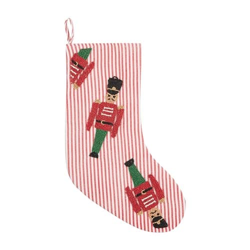 Mud Pie Beaded Christmas Stocking, Nutcracker, 19" x 11 1/2"