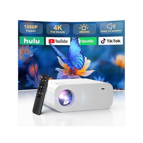 XENPONAD Mini Projector, Portable Smart Projector with Android 13 WiFi Bluetooth 5.2, 1080P 4K Decode Outdoor Movie Projector Auto Keystone Dolby Audio, 150" Home Cinema for Bedroom Camping TV Stick