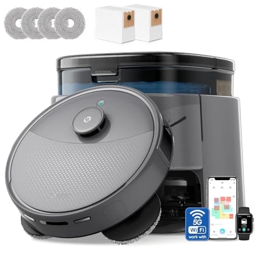 Lefant Robot Vacuum and Mop, 20000Pa Suction,Multifunctional Dock with Hot Water Self-Cleaning&Drying, Obstacle Avoidance,90-Day Self-Emptying, 5G WiFi Alexa/APP/iWatch Control,M3 MAX
