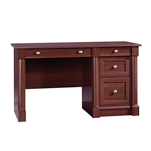 Sauder Palladia Computer Desk with Drawers, Home Office Desk with File Cabinet Storage Drawer, Cable Management, Keyboard Tray, in Select Cherry Finish