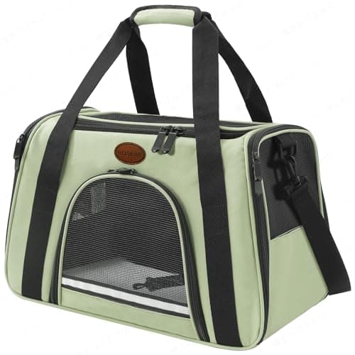 ROSEBB Cat Carrier Dog Carrier Pet Carriers for Medium Small Cats Dogs Puppies up to 15 Lbs,TSA Airline Approved Small Dog Cat Carriers Soft Sided,Collapsible Travel Puppy Carrier (Green, Large)