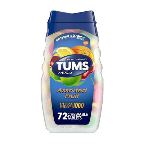 TUMS Ultra Strength Antacid Tablets for Chewable Heartburn Relief and Acid Indigestion Relief, Assorted Fruit - 72 Count