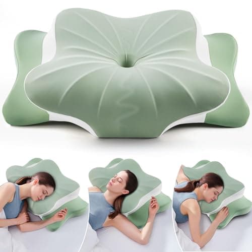 DONAMA Cervical Pillow for Neck and Shoulder,Contour Memory Foam Pillow,Ergonomic Neck Support Pillow for Side Back Stomach Sleepers with Pillowcase