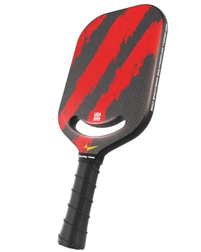 Warping Point Ascent Pickleball Paddles | Carbon Fiber Pickleball Racket with Aero Throat | Textured Grit Surface | 13mm Hexa Polymer Core | USAPA Approved | Designed for Power & Spin | Red