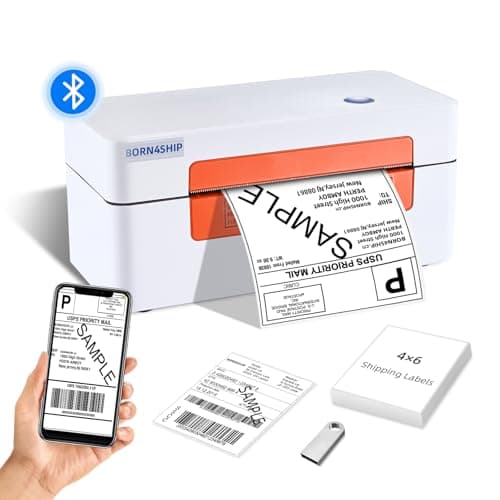 BORN4SHIP Bluetooth Shipping Label Printer, 4x6 Thermal Printer for Shipping Packages, Thermal Label Printer for Small Business, Widely Used for Amazon, iPhone, Android, iPad,Windows,macOS (Orange)