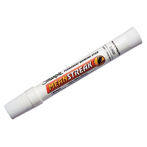Sharpie Mean Streak Permanent Marking Stick, Bullet Tip, White, Box of 12