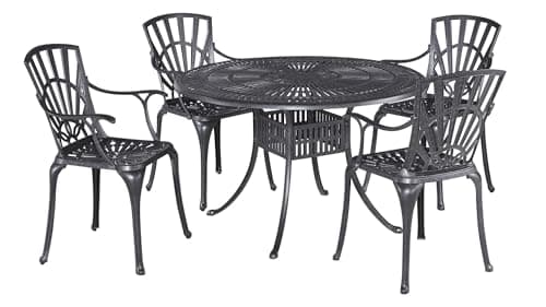 Homestyles 5 Piece Outdoor Dining Set, 48" Table, Charcoal