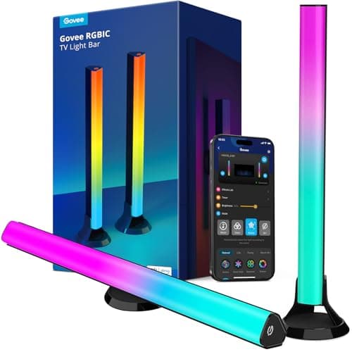 Govee RGBIC Light Bars, 15 Inches WiFi TV Backlight Suitable for 45-70 inch TVs, Smart Light Bars with Multiple Placement Options, Work with Alexa and Google Assistant, Black