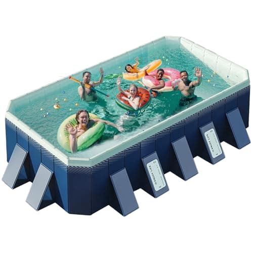 UPWELL Non Inflatable Outdoor Pool for Kids, Adults & Pets Foldable Hard Plastic Swim Tub with Quick Drain & Storage,Durable Splash Pool for Backyard Lawn Travel (158" x 76" x 20)