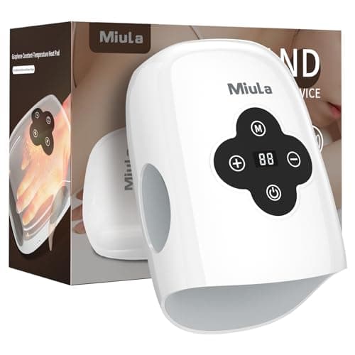 Miula Cordless Hand Massager with Compression,Soothing Heating,Adjustable Modes for Daily Relaxation,Rechargeable Portable Massager for Fingers Palm Wrist at Home Office Travel (White)