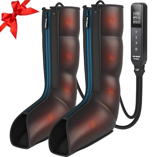FIT KING Leg Massager with Heat and Compression Therapy, Leg Compression Massage for Circulation, Swollen Leg, RLS Pain & Fatigue Relief, Foot Calf Massager Boots, Recovery Pressure Boots