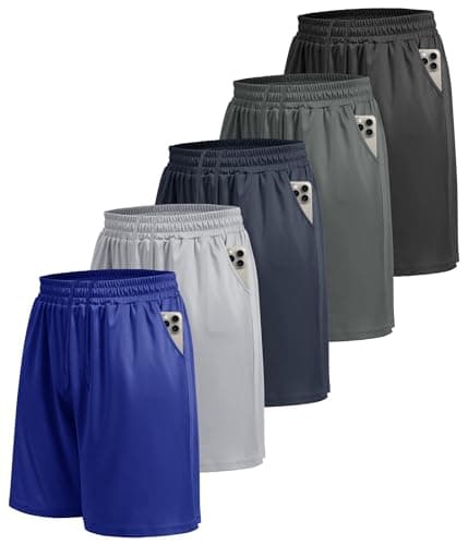 LalaHooK 5 Pack Gym Mens Shorts - Quick Dry Basketball Workout Athletic Shorts with Pockets for Running Casual Activewear